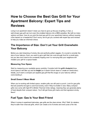 How to Choose Best Gas Grill for Your Apartment Balcony Expert Tips and Reviews