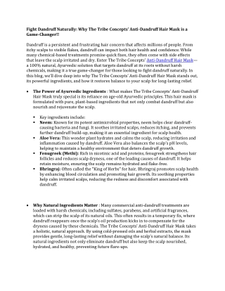 Fight Dandruff Naturally Why The Tribe Concepts’ Anti-Dandruff Hair Mask is a Game-Changer!!