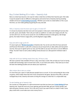 Cricket Betting id provider