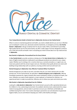 Your Comprehensive Guide to Dental Care in Alpharetta
