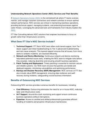 NOC as a Service Provider for Expert IT Management | ITTStar