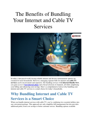 The Benefits of Bundling Your Internet and Cable TV Services