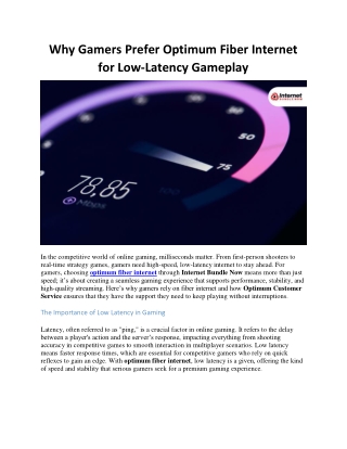 Why Gamers Prefer Optimum Fiber Internet for Low-Latency Gameplay