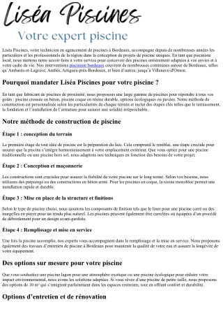 Créez votre bassin personnalisée à Bordeaux et en Gironde
