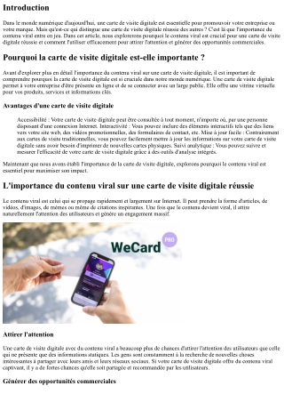 L'importance du contenu viral sur une carte de visite digitale réussie