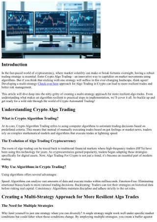 Creating a Multi-Strategy Approach for More Resilient Algo Trades