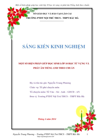 Biện pháp giúp học sinh lớp 10 học từ vựng và phát âm tiếng Anh theo chuẩn