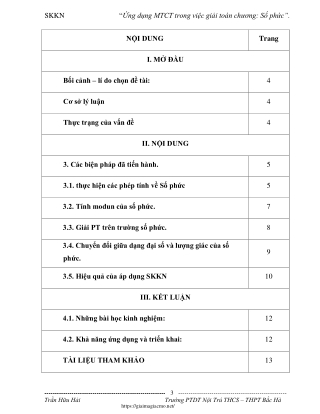 Ứng dụng MTCT trong việc giải toán chương: Số phức