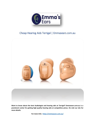 Cheap Hearing Aids Terrigal | Emmasears.com.au