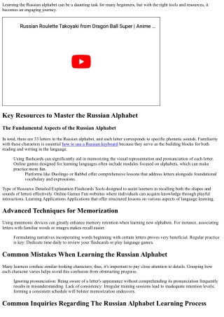 Learning the Russian Alphabet: Essential Tools and Resources for Beginners