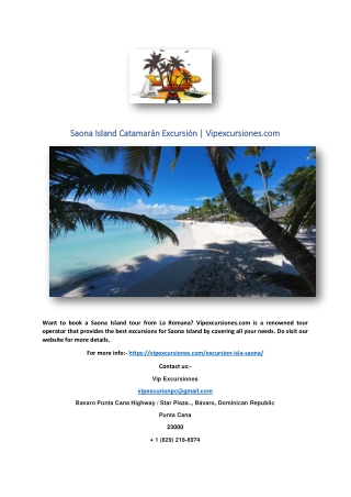 Saona Island Catamarán Excursión | Vipexcursiones.com