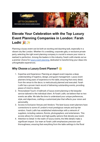 top luxury event planning companies in London
