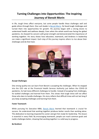 Turning Challenges into Opportunities The Inspiring Journey of Benoit Morin