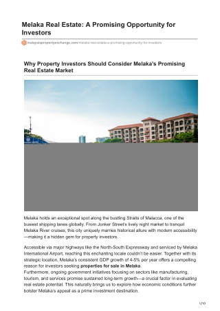 Investing in Melaka Real Estate: Opportunities and Growth Potential