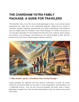 The Chardham Yatra Family Package: A Guide for Travelers