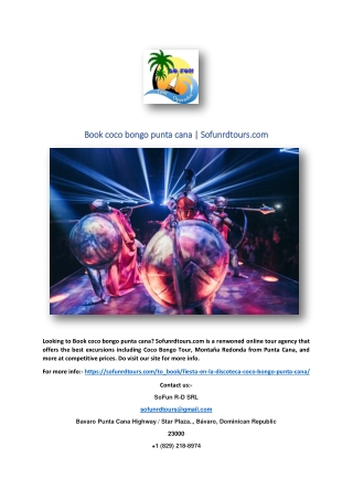Book coco bongo punta cana | Sofunrdtours.com