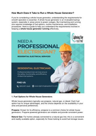 How Much Does It Take to Run a Whole House Generator