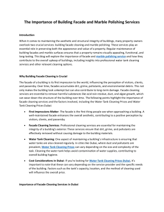 The Importance of Building Facade and Marble Polishing Services