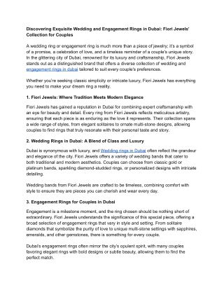 Discovering Exquisite Wedding and Engagement Rings in Dubai_ Fiori Jewels’ Collection for Couples