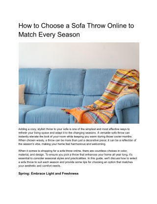 How to Choose a Sofa Throw Online to Match Every Season