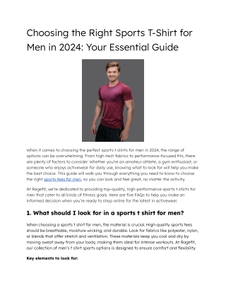 Best Sports T-Shirts for Men 2024: How to Choose the Right One | RageFit