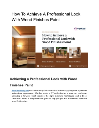 How To Achieve A Professional Look With Wood Finishes Paint