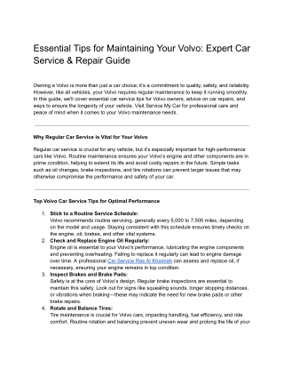 Essential Tips for Maintaining Your Volvo_ Expert Car Service & Repair Guide