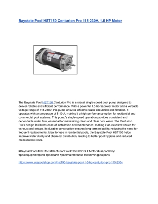 Baystate Pool HST150 Centurion Pro 115-230V, 1
