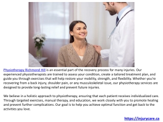 Injury Care Services in Richmond Hill with Physiotherapy & Osteopathy.