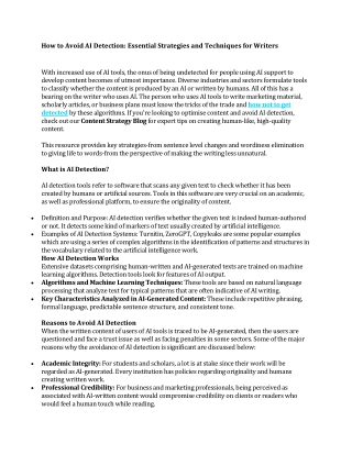 How to Avoid AI Detection Essential Strategies and Techniques for Writers