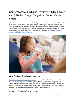 Comprehensive Pediatric Dentistry in BTM Layout and BTM 2nd Stage, Bangalore_ Perfect Dental Studio (1)
