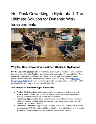 Hot Desk Coworking in Hyderabad_ The Ultimate Solution for Dynamic Work Environments