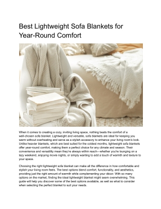 Best Lightweight Sofa Blankets for Year-Round Comfort