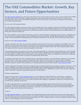 The UAE Commodities Market