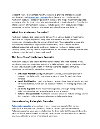 How Do Mushroom Capsules Work to Improve Focus and Energy?