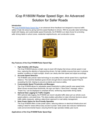 iCop R1800M Radar Speed Sign_ An Advanced Solution for Safer Roads