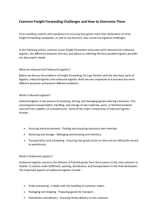 Common Freight Forwarding Challenges and How to Overcome Them