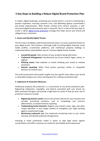 Steps to Building a Robust Digital Brand Protection Plan