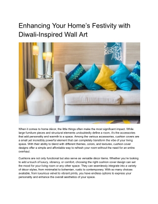 Enhancing Your Home’s Festivity with Diwali-Inspired Wall Art