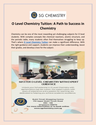 O Level Chemistry Tuition- A Path to Success in Chemistry
