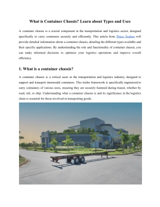 What is Container Chassis_ Learn about Types and Uses