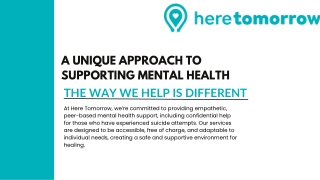 Here Tomorrow: Compassionate Support for Veteran Mental Health