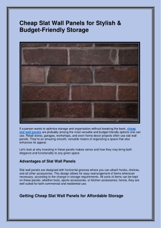 Cheap Slat Wall Panels for Stylish & Budget-Friendly Storage