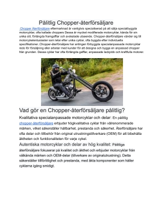 Pålitlig Chopper-återförsäljare