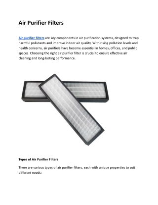 Air Purifier Filters