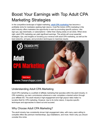 Boost Your Earnings with Top Adult CPA Marketing Strategies