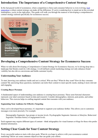Developing a Comprehensive Content Strategy for Ecommerce Success