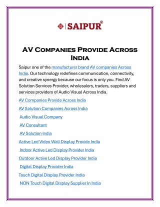 AV Companies Provide Across India