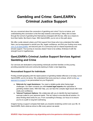 Gambling and Crime_ GamLEARN’s Criminal Justice Support