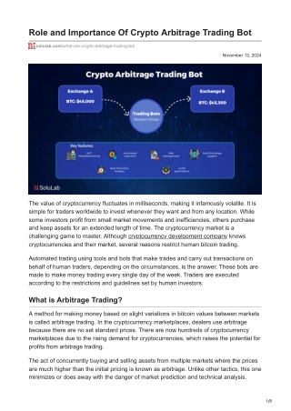 Role and Importance Of Crypto Arbitrage Trading Bot